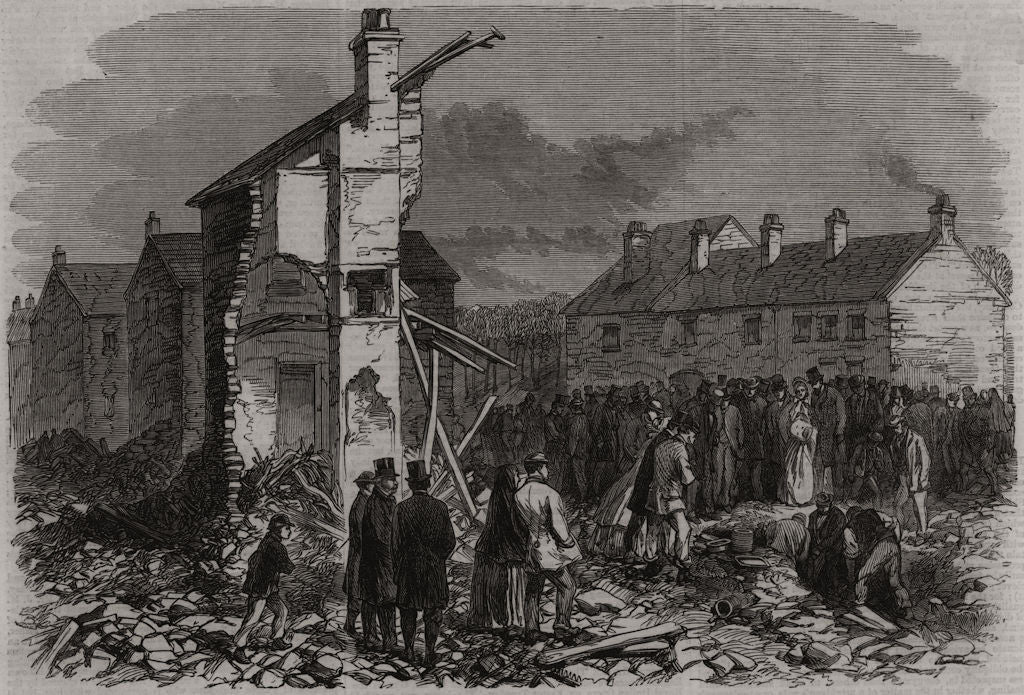 The flood at Sheffield: Searching for the dead at Malin Bridge. Yorkshire 1864